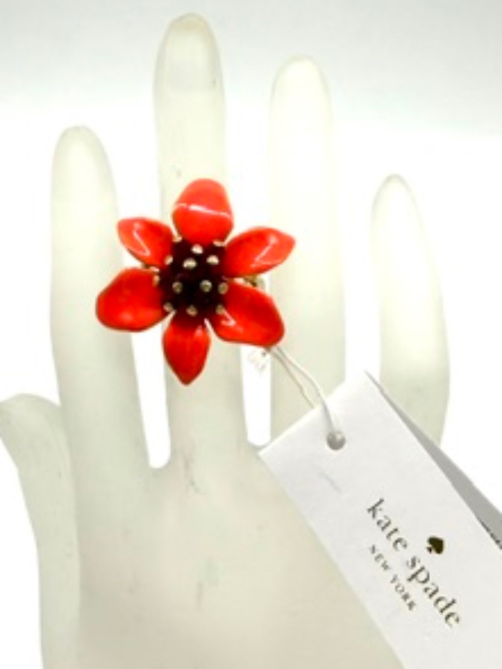 Brand New Kate Spade New York "Lovely Lillies" Floral Coral Ring~Ladies SZ 7~FUN